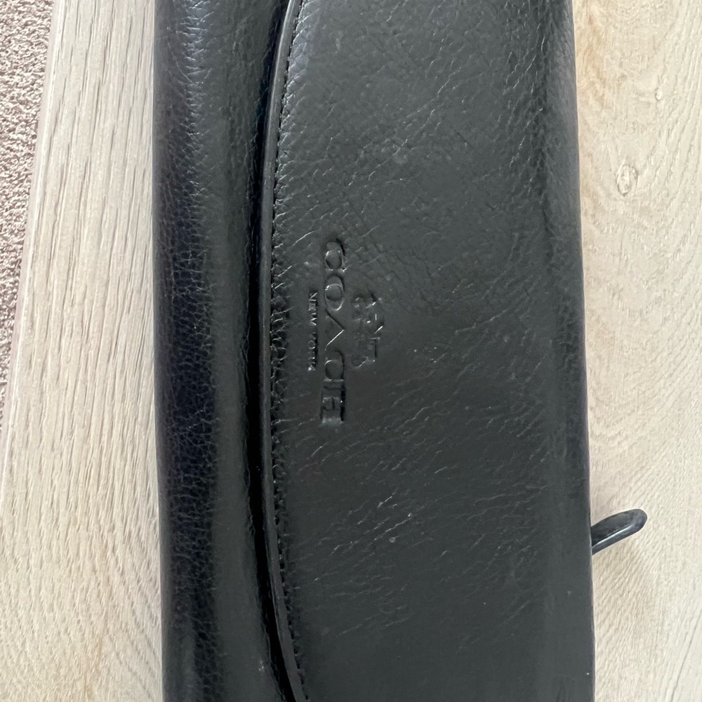 Coach Black Leather Trifold Wallet